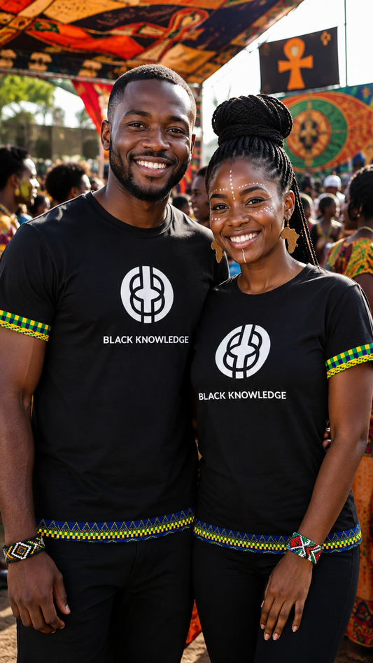 Black Knowledge African Pattern Logo Tee