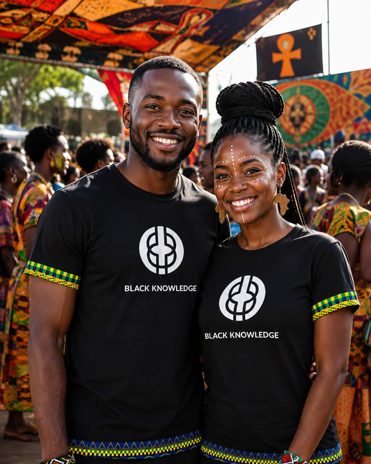 Black Knowledge African Pattern Logo Tee