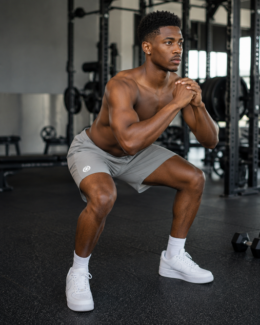Gray BK Logo Athletic Shorts