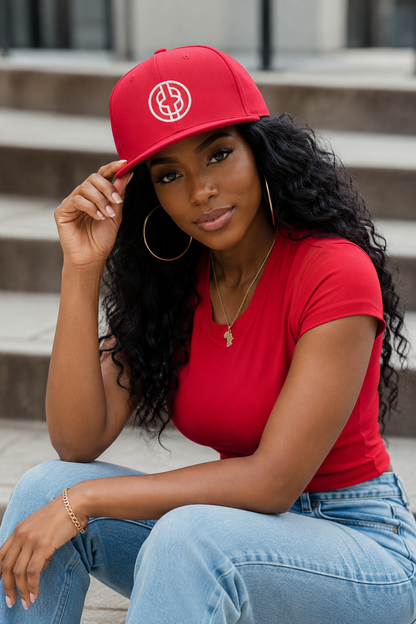 Black Knowledge Red and White Logo Snapback Hat