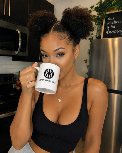 White glossy Black Knowledge Matters Mugmug