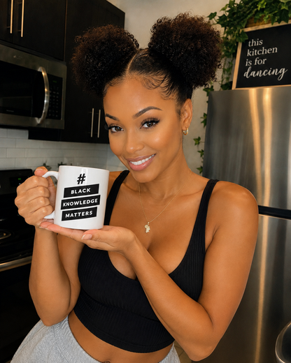 White glossy Black Knowledge Matters Mugmug