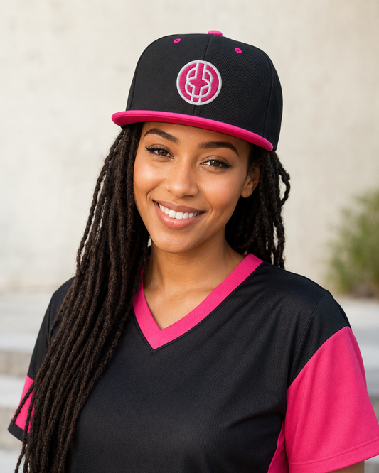 Black Knowledge Symbol Pink Snapback Hat