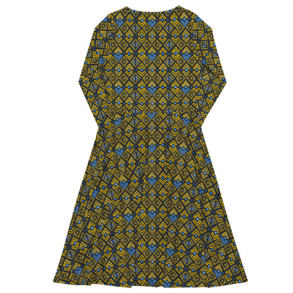 Retro  Elegance Pattern Dress With Pockets