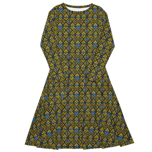 Retro  Elegance Pattern Dress With Pockets