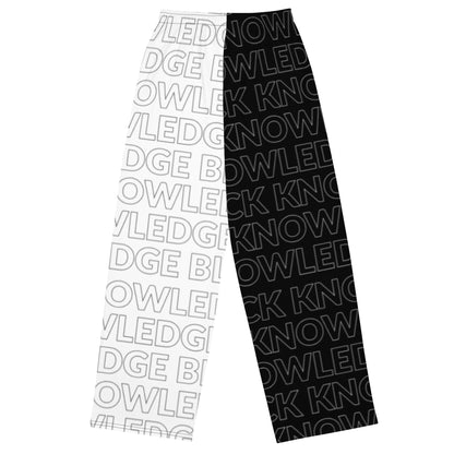 Black Knowledge Text Repeat wide-leg pants