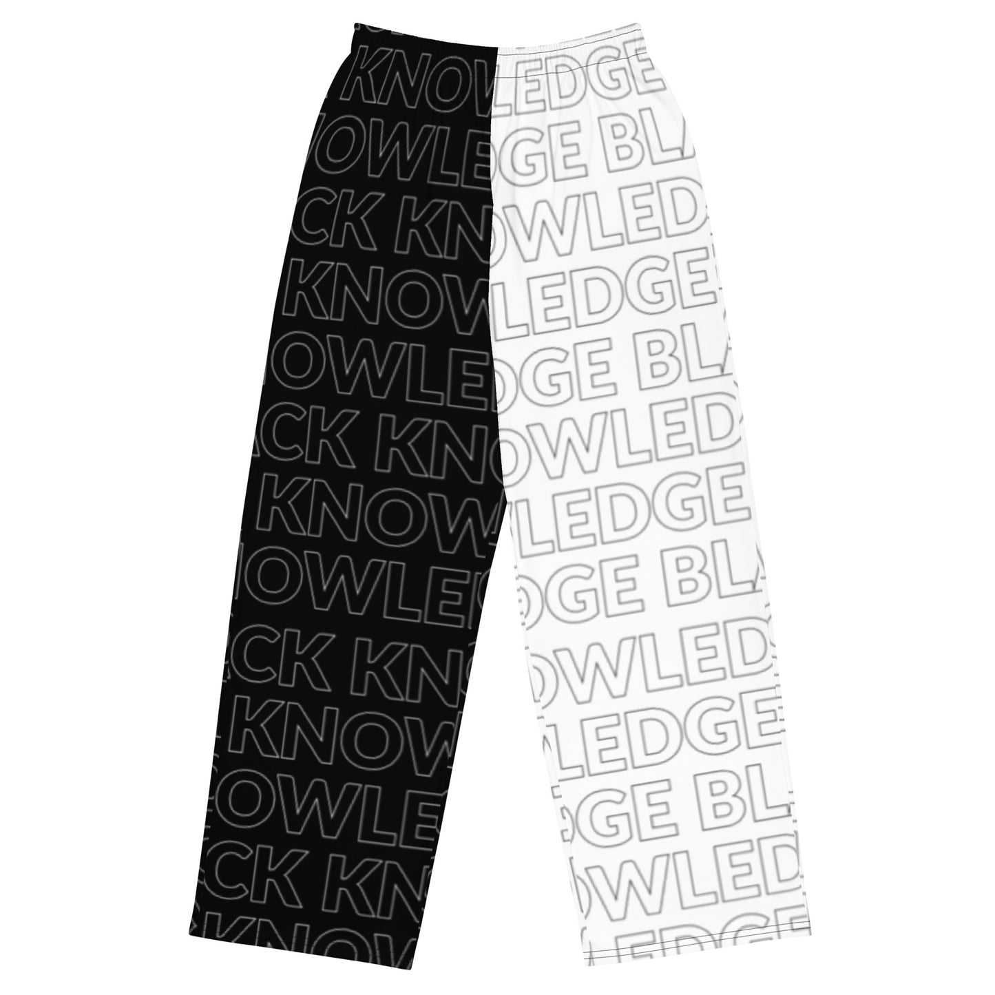 Black Knowledge Text Repeat wide-leg pants