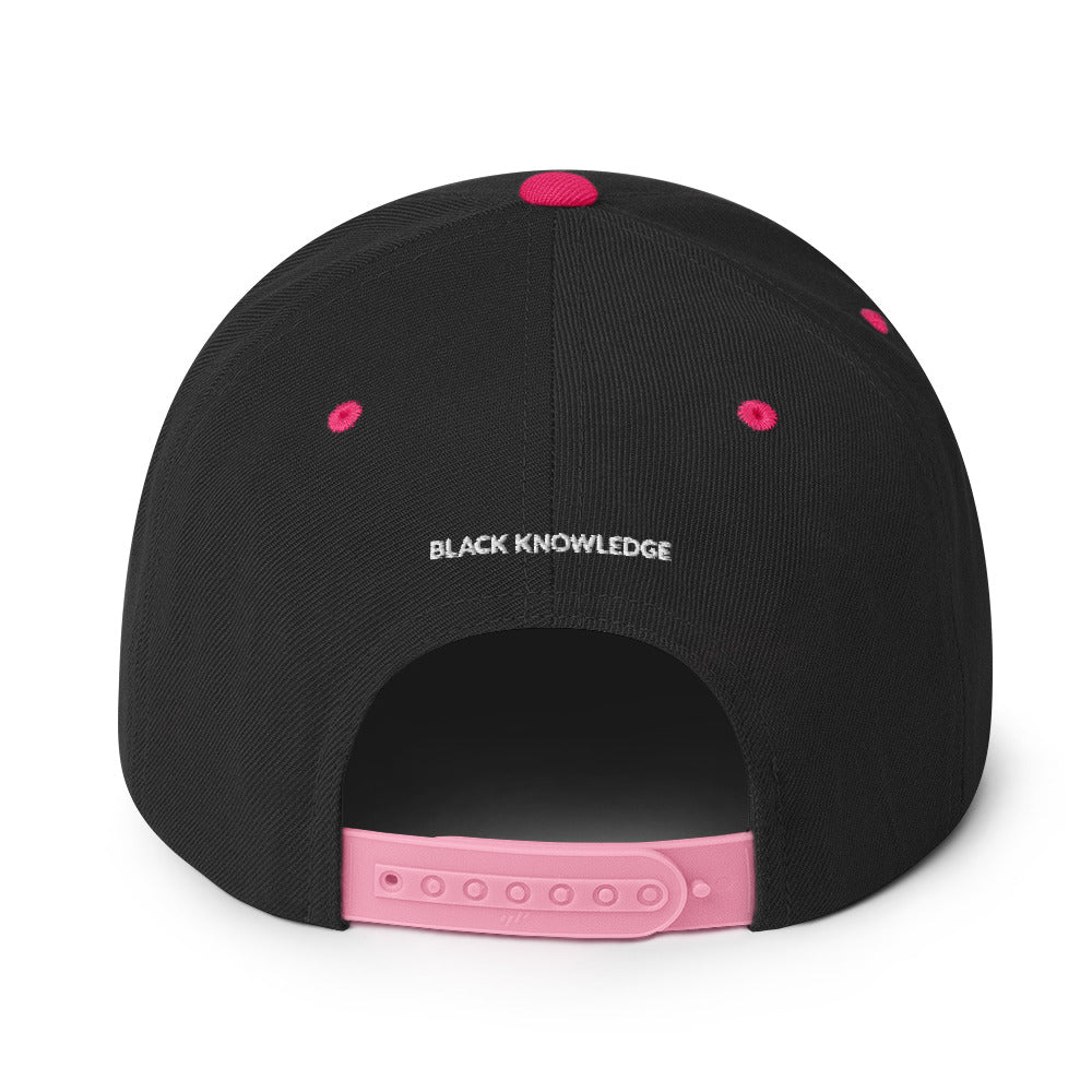 Black Knowledge Symbol Pink Snapback Hat