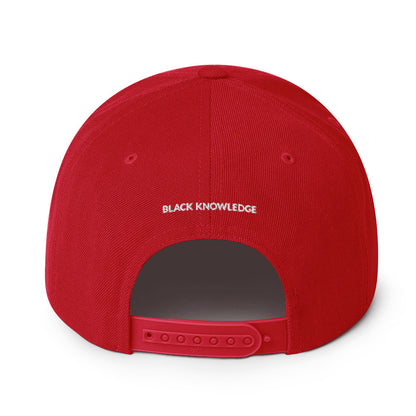 Black Knowledge Red and White Logo Snapback Hat