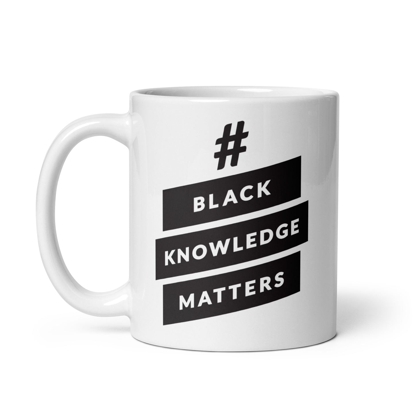 White glossy Black Knowledge Matters Mugmug