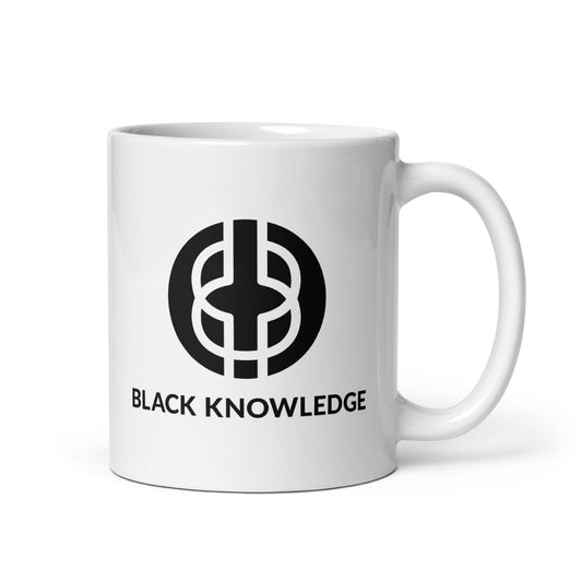 White glossy Black Knowledge Matters Mugmug